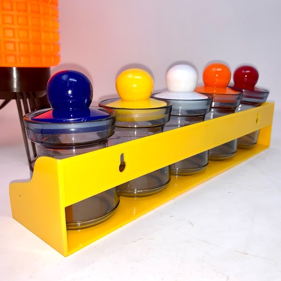 v i n t a g e :: Bright Midcentury 5 Storage Jar Set Shelf Apothecary Bath - Picture 8 of 14